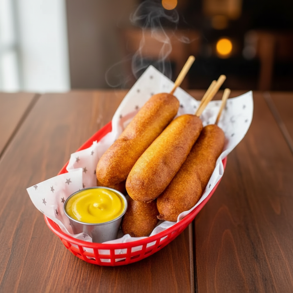 Fried sausage snacks in basket thumbnail